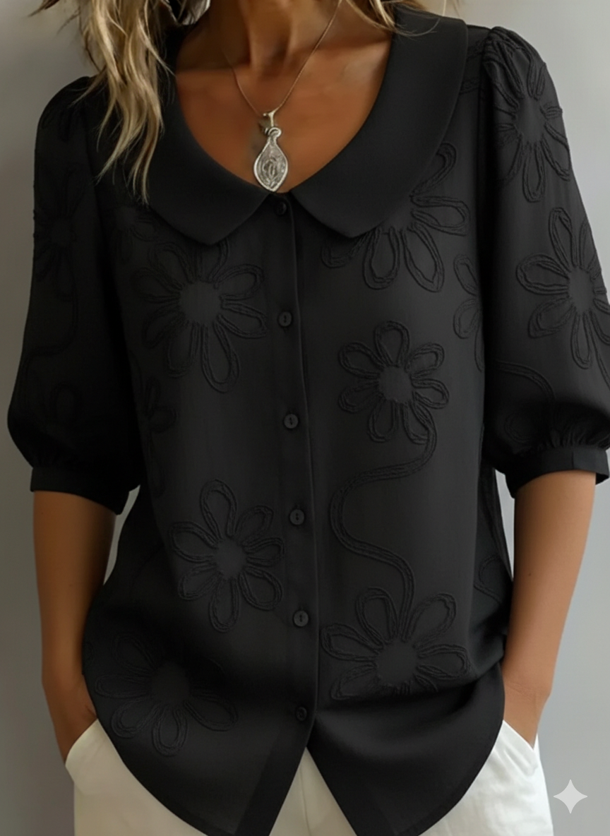 Aurélie | Leichte Bluse für Damen mit floralem Design und V-Ausschnitt
