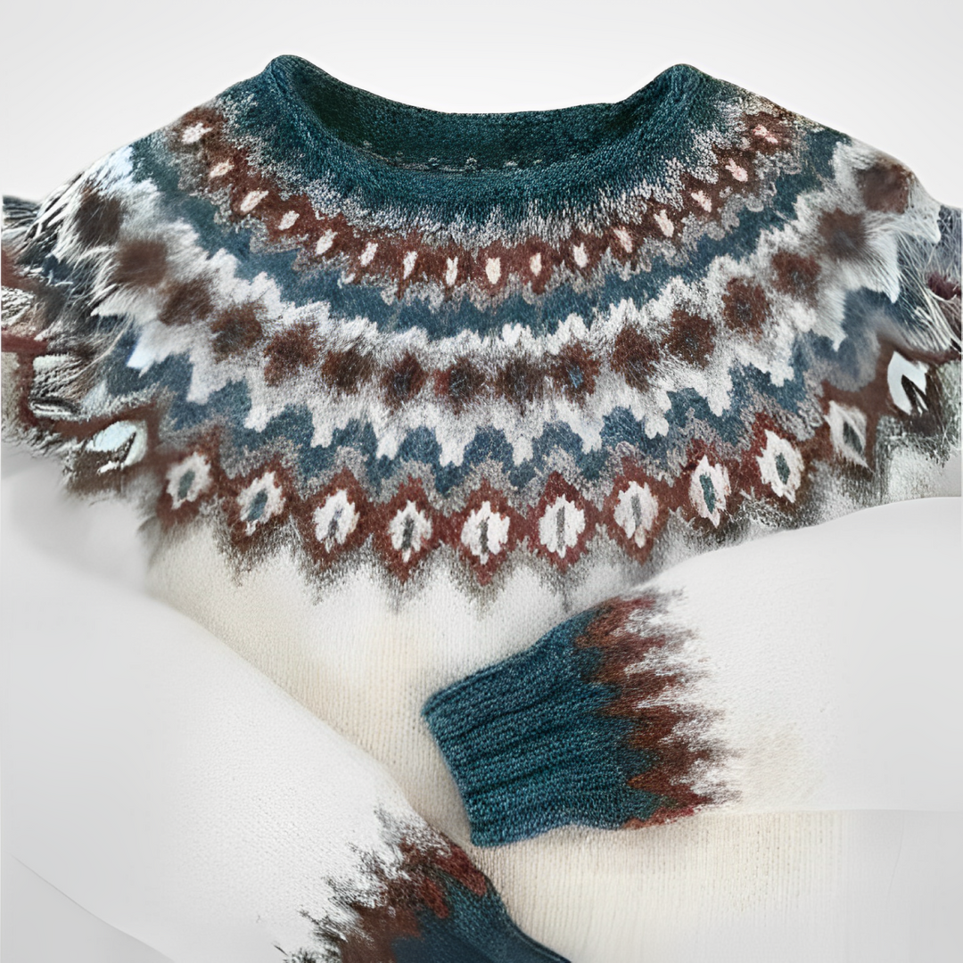 Fride | Stilvoller Vintage-Pullover für Damen mit Rundhalsausschnitt