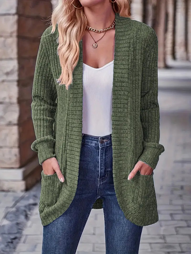 Neva | Eleganter Rippstrick-Cardigan für Damen mit langen Ärmeln