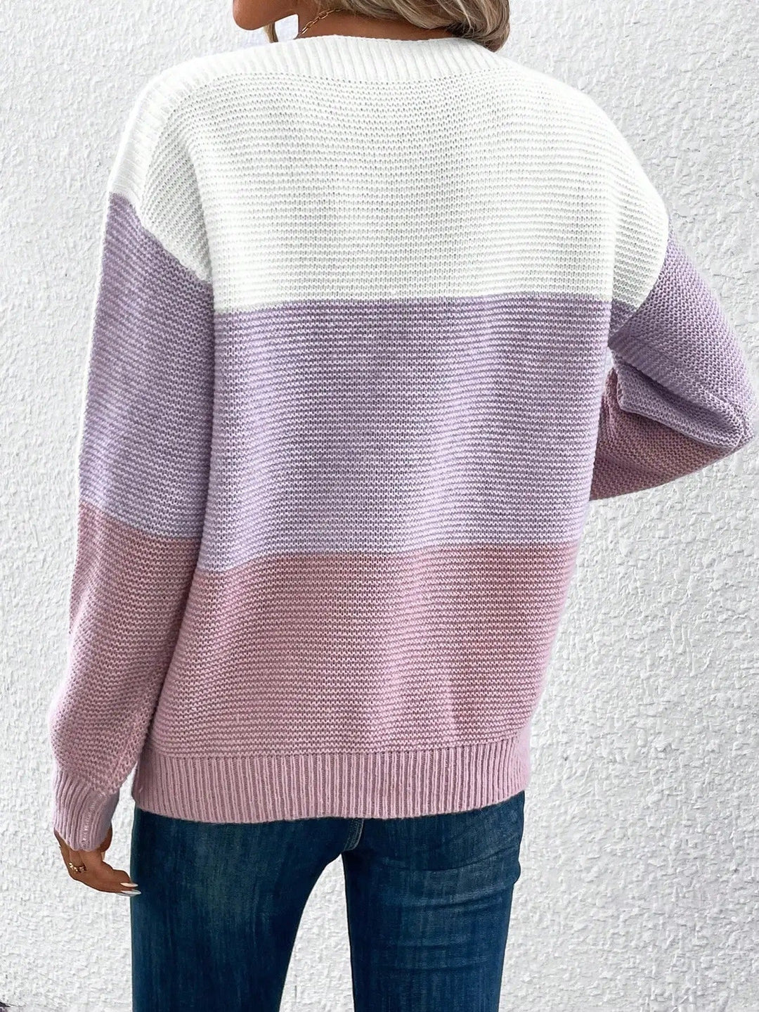 Anni | Ombre Strickpullover für Damen mit Rundhalsausschnitt und langen Ärmeln