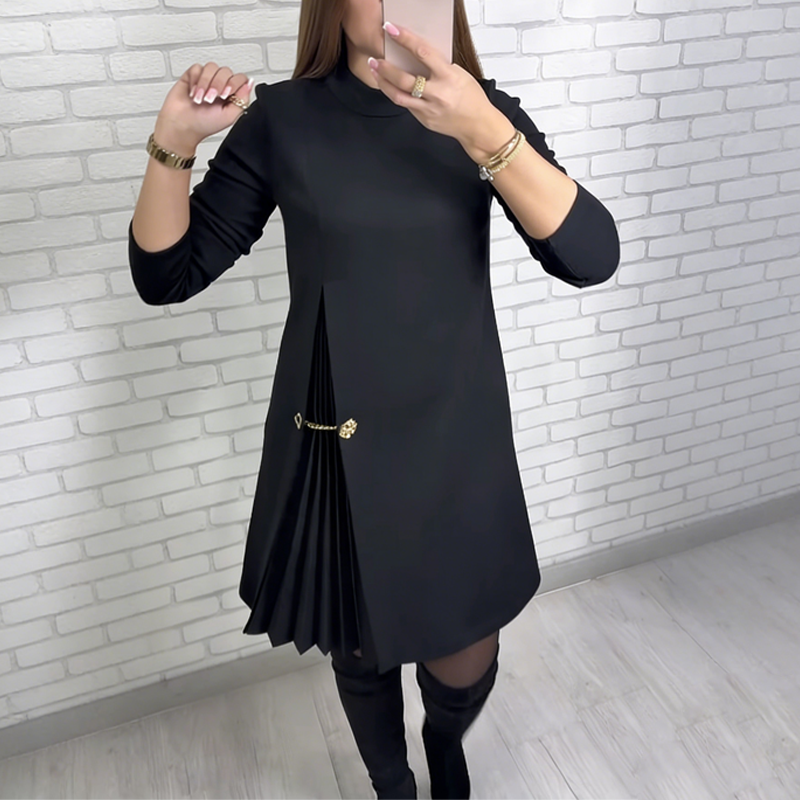Stylisches Langarmkleid für Damen mit gefältelten Details