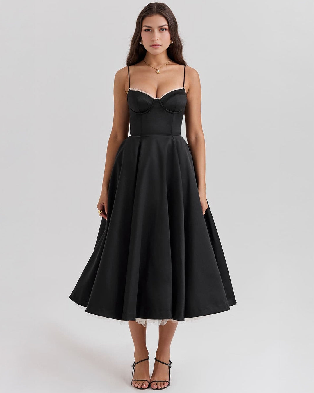 Ophira | Elegantes Korsett-Midi-Kleid für Damen mit Spaghettiträgern