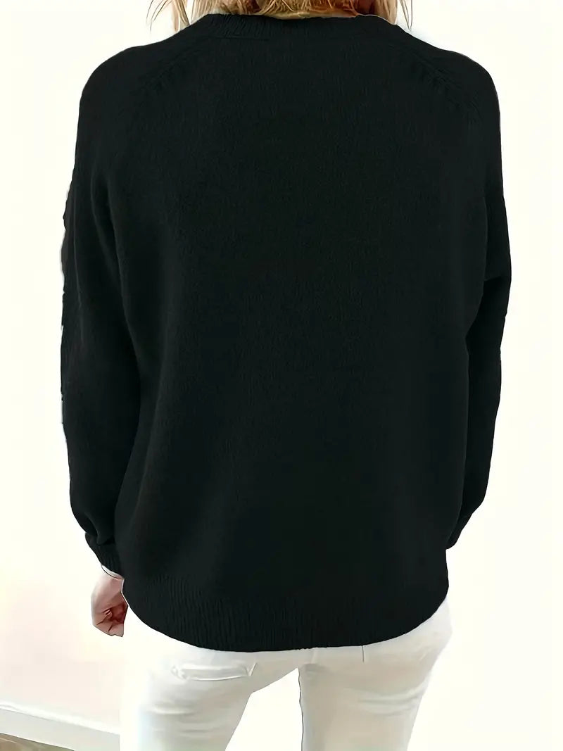 Caroline | Solider Pullover für Damen mit Halber Knopfleiste