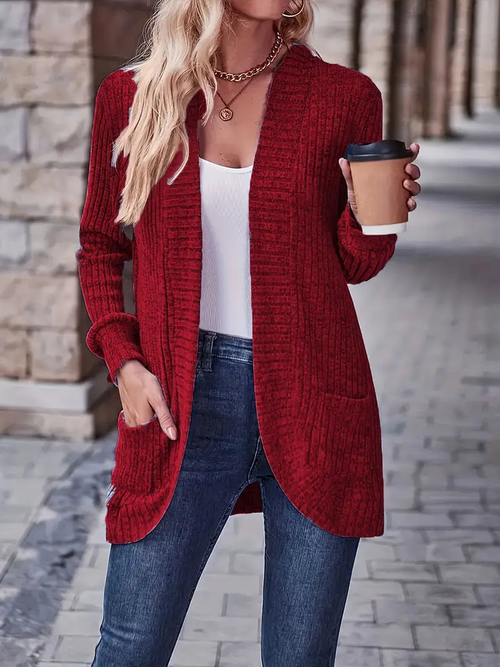 Neva | Eleganter Rippstrick-Cardigan für Damen mit langen Ärmeln