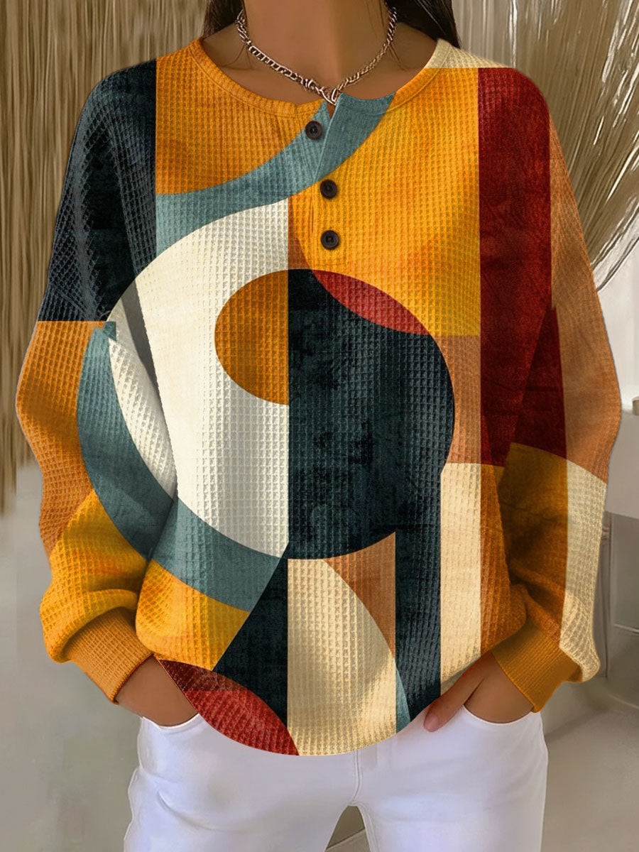Lærke | Waffelpullover für Damen mit geometrischem Muster