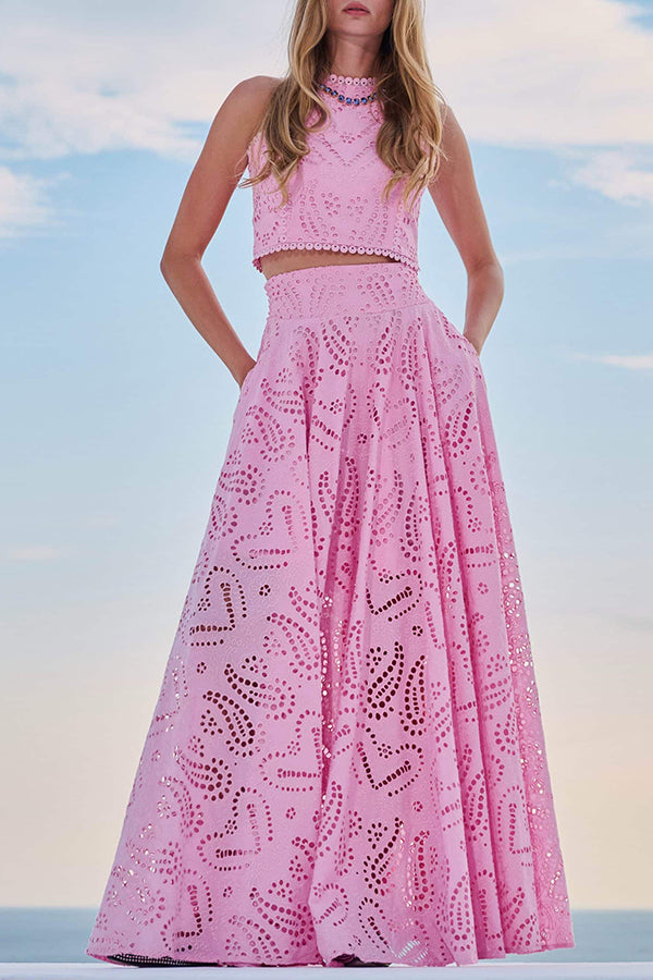 Althea | Romantisches Co-ord-Set für Damen mit Blumenmuster und Rundhalsausschnitt