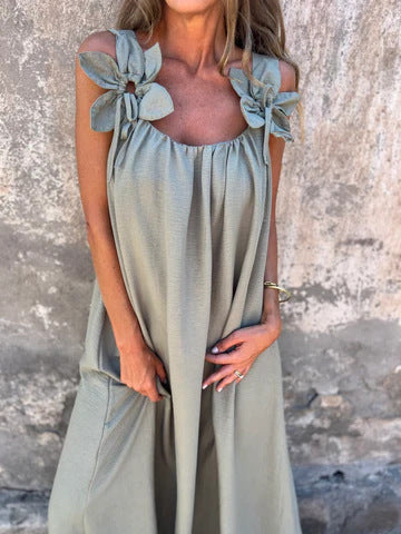 Stacey | Geblümtes Maxikleid für Damen mit U-förmigem Ausschnitt