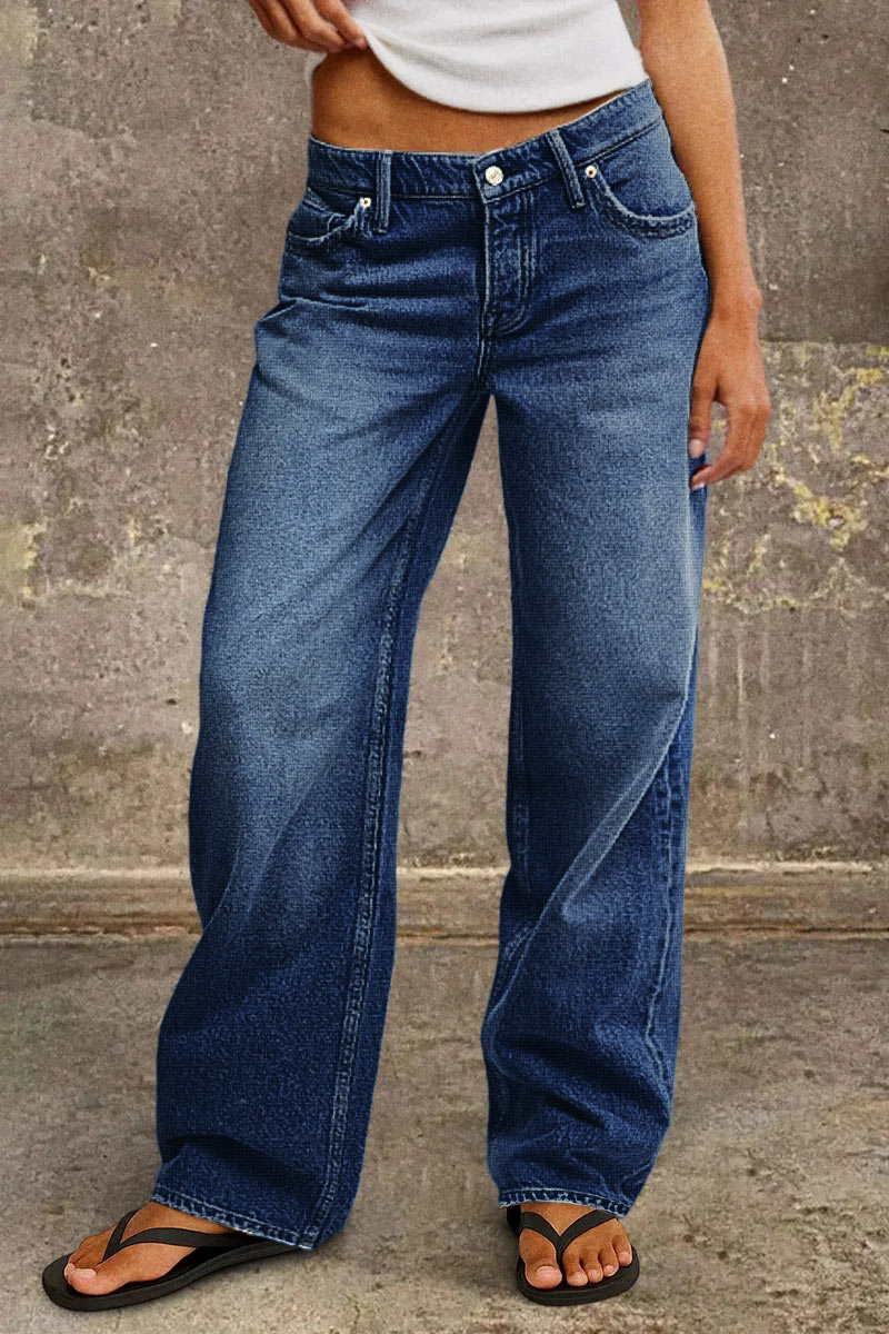 Jeans für Damen mit mittelhohem Bund und gerader Passform
