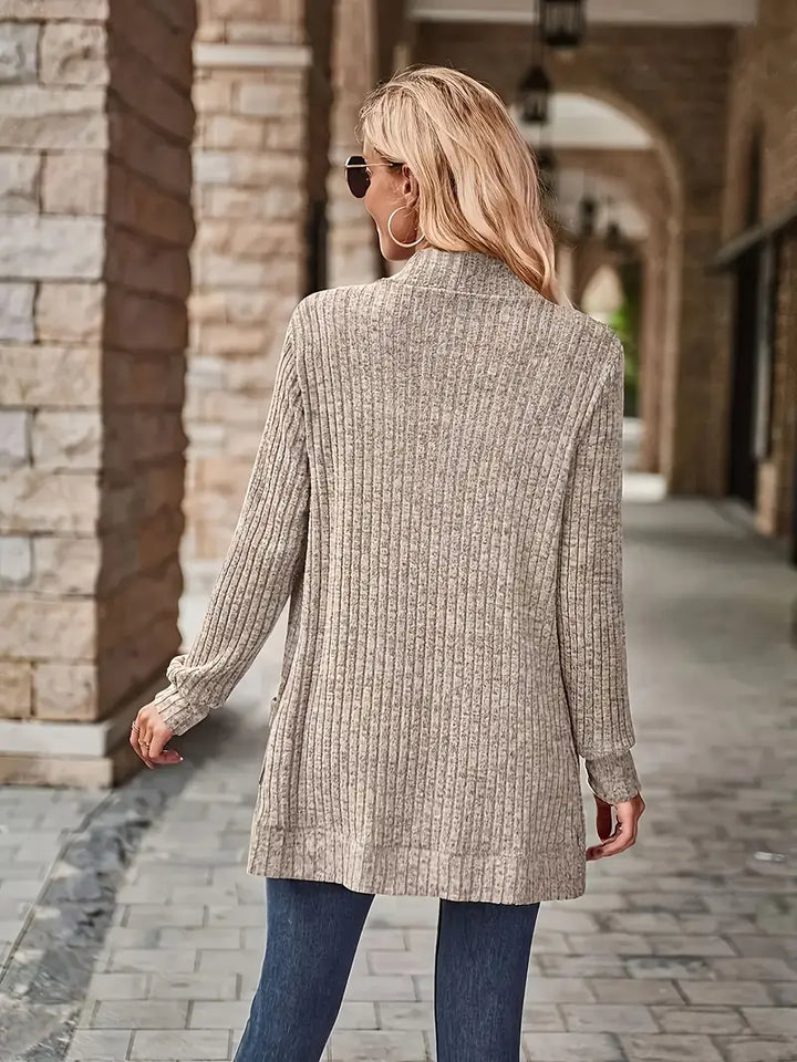 Neva | Eleganter Rippstrick-Cardigan für Damen mit langen Ärmeln