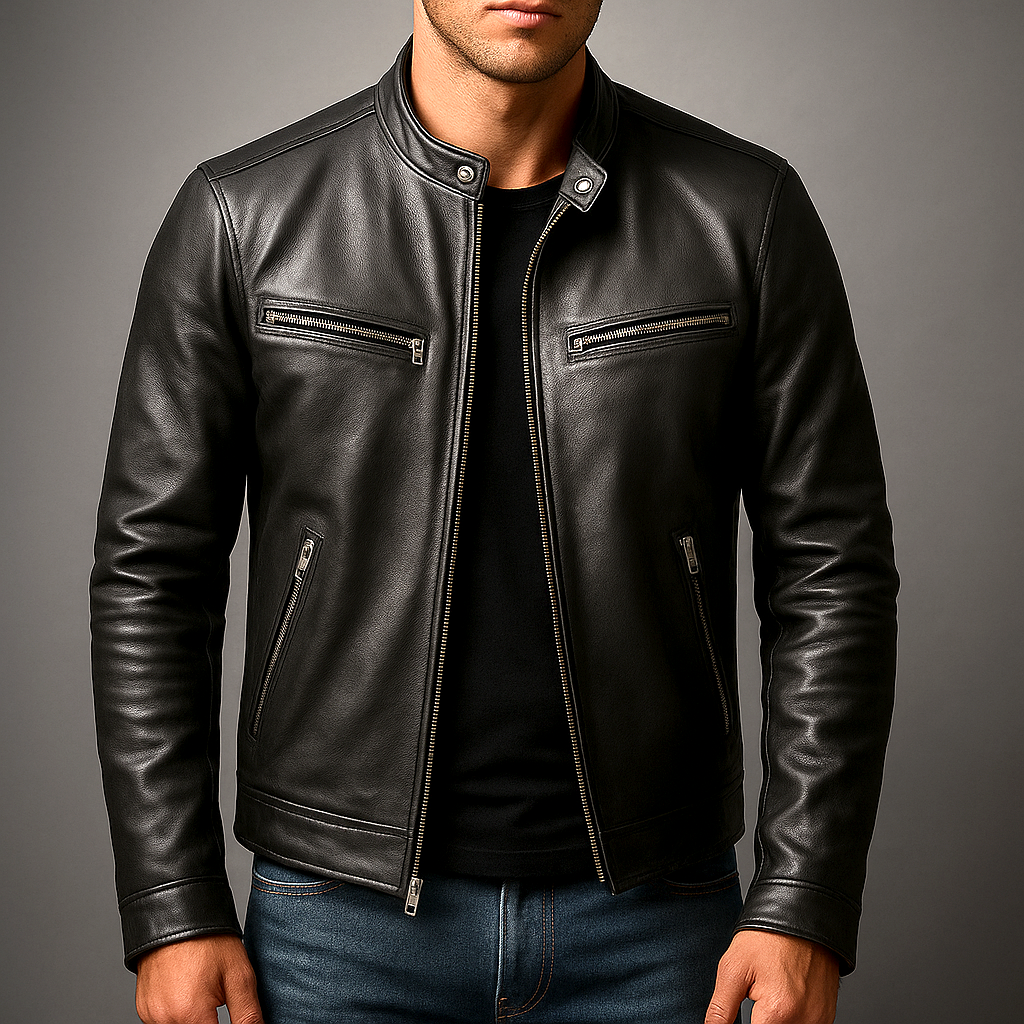 Herren Bikerjacke mit Taschen und Reissverschluss