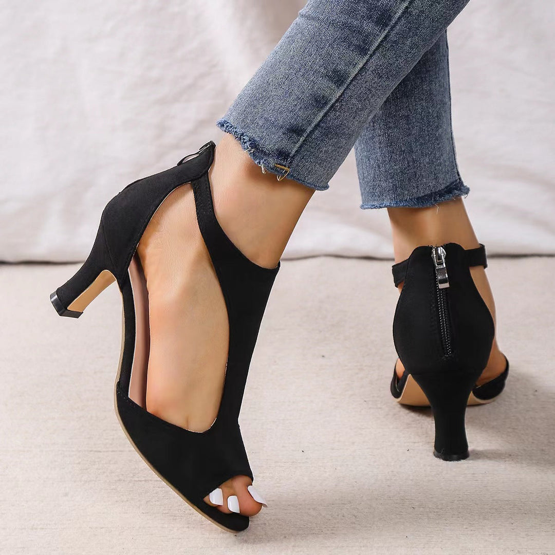 Hinterreißverschluss Fischarme Heelschuhe für Damen