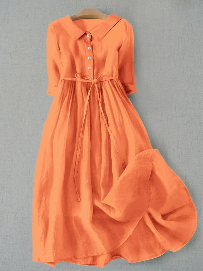Alice | Elegantes Midikleid für Damen mit Rundhalsausschnitt und kurzen Ärmeln