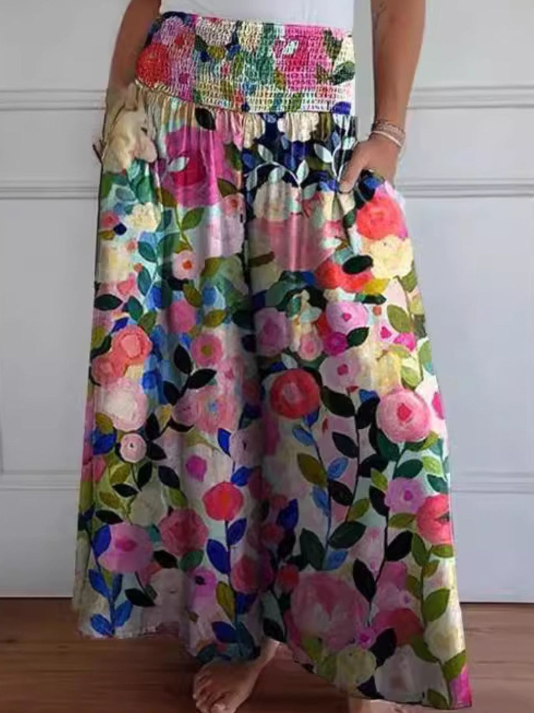 Marlene | Weit geschnittene für den Sommer Hose für Damen mit Blumenmuster