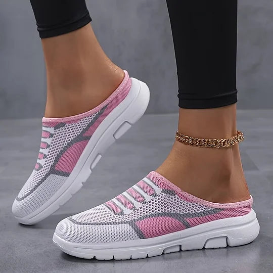 Schicke und atmungsaktive Damen Slip-On Mesh Sneakers mit flachem Absatz