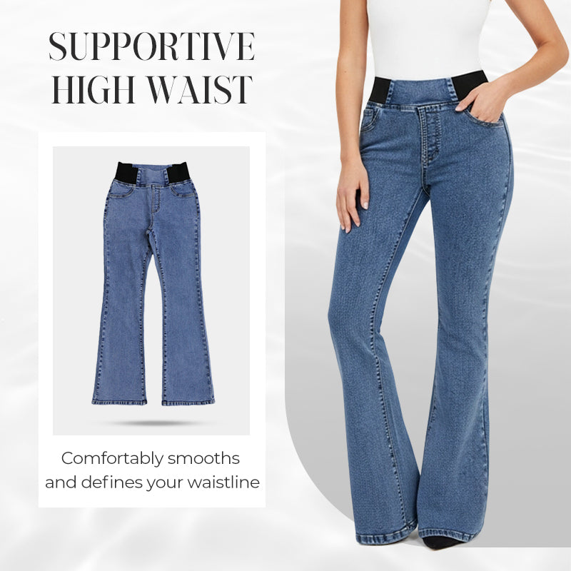 Damenjeans für Damen mit hohem Bund und dehnbaren Beinen