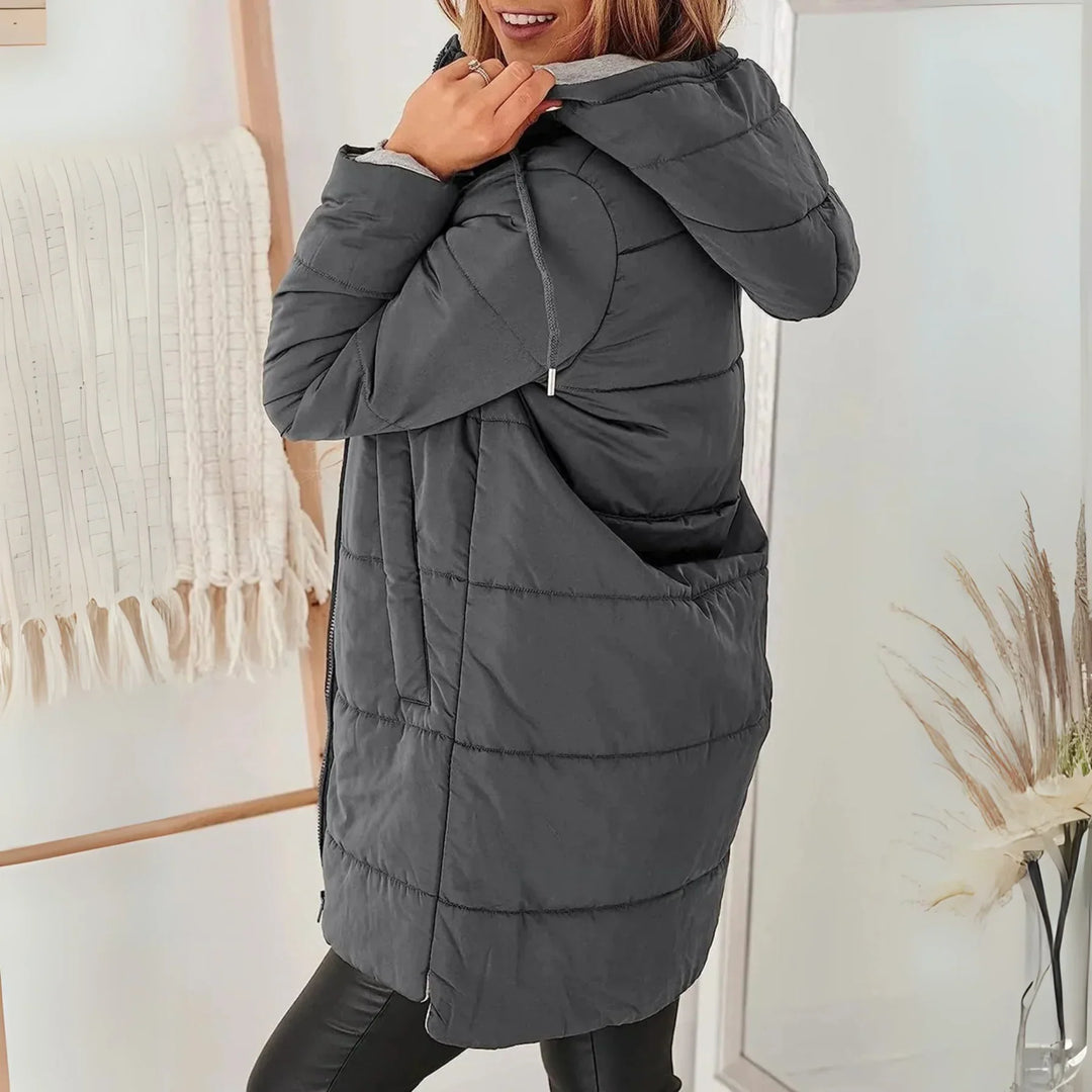 Rae | Lässige Kapuzen-Puffer-Daunenjacke für Damen mit langen Ärmeln