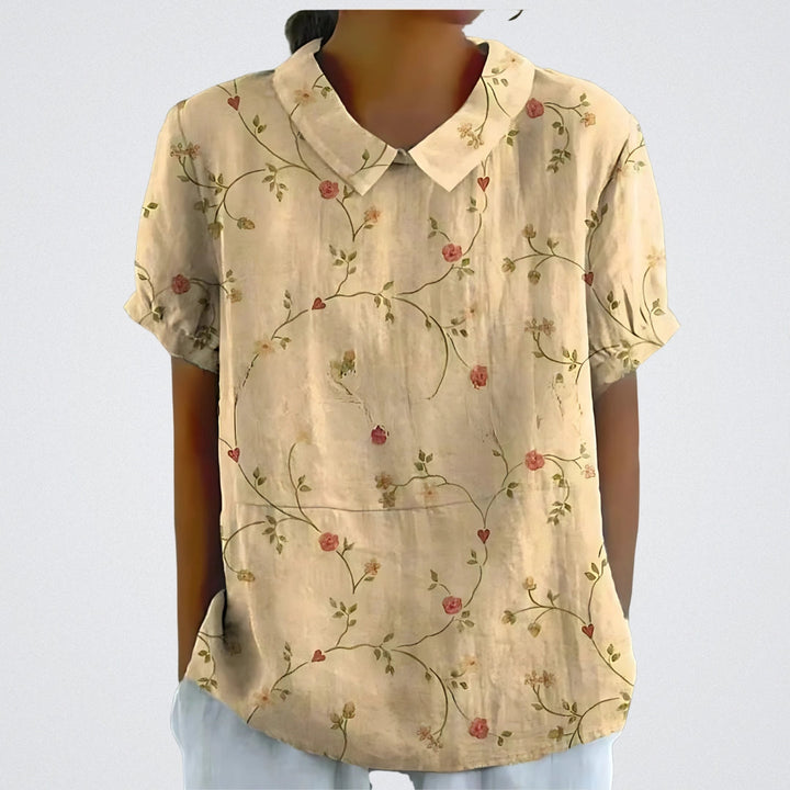 Lina | Stilvolle Bluse für Damen mit Blumenmuster und Rundhalsausschnitt