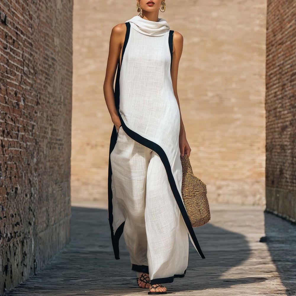 Mara | Damen Zweiteiler mit weiter Hose, asymmetrisch