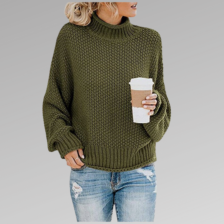 Helena | Klassischer Strickpullover für Damen mit Rollkragen und langen Ärmeln