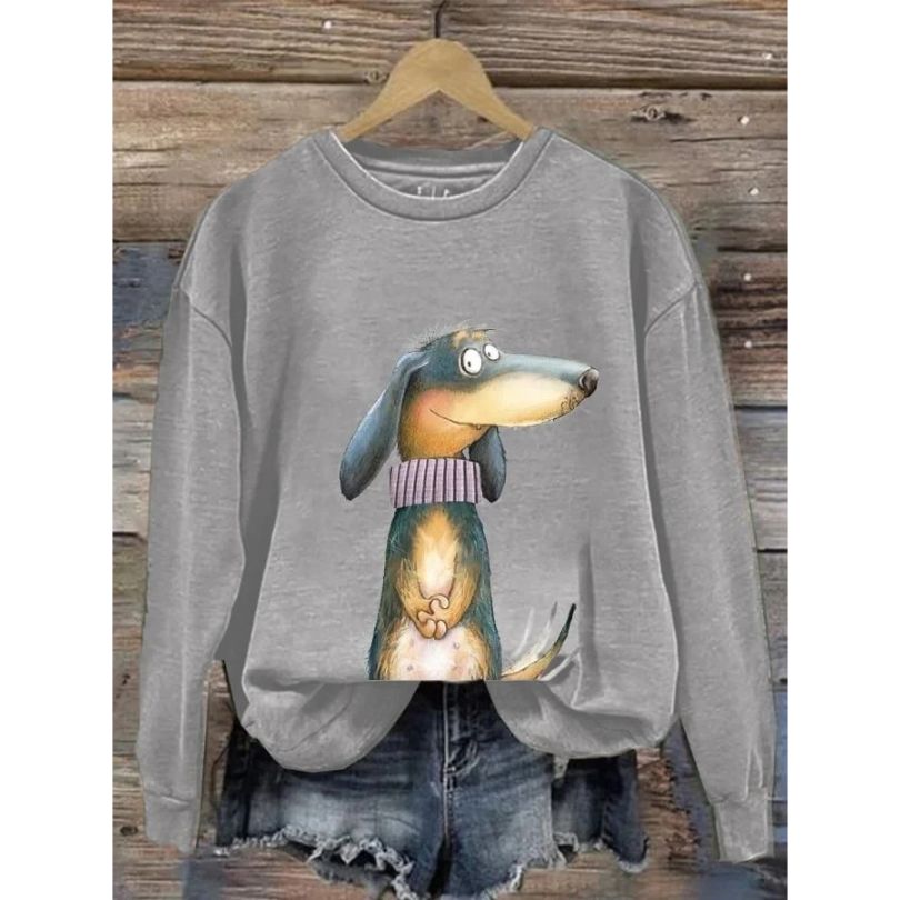 Damen Sweatshirt mit langen Ärmeln und Rundhalsausschnitt