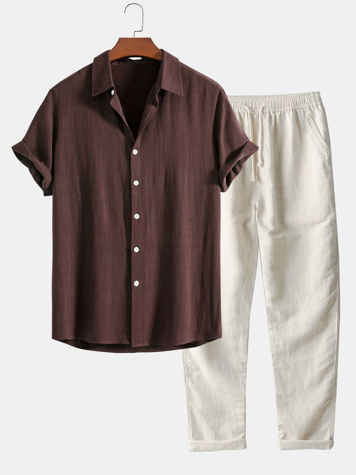 Button-Up Hemd und gerade geschnittene Hose -Rayon-Mischung für Herren