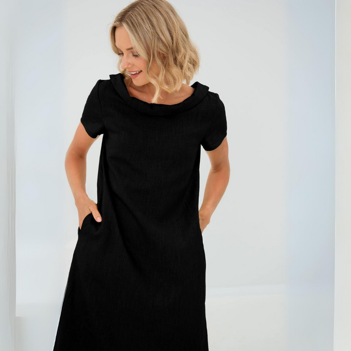 Damen Minikleid mit kurzen Ärmeln und Taschen