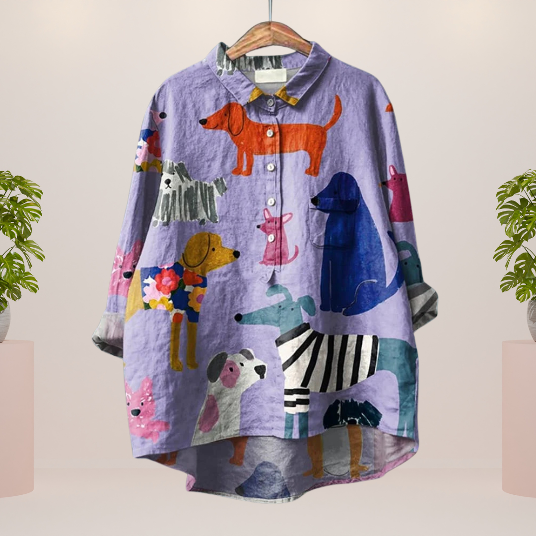Freya | Trendy Modisches Print Kunst Shirt für Damen mit langen Ärmeln