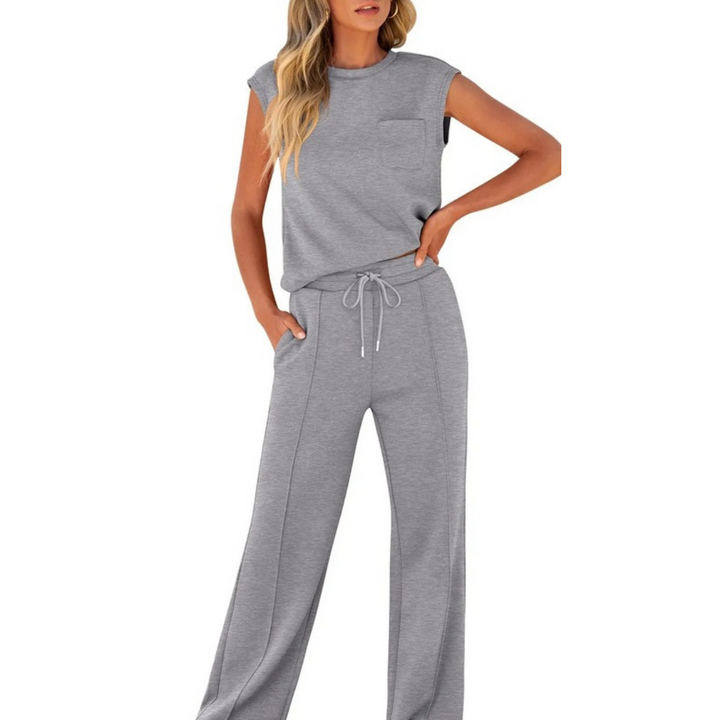 Kai | Lässiges Soft Lounge Co-Ord Set für Damen mit Rundhalsausschnitt