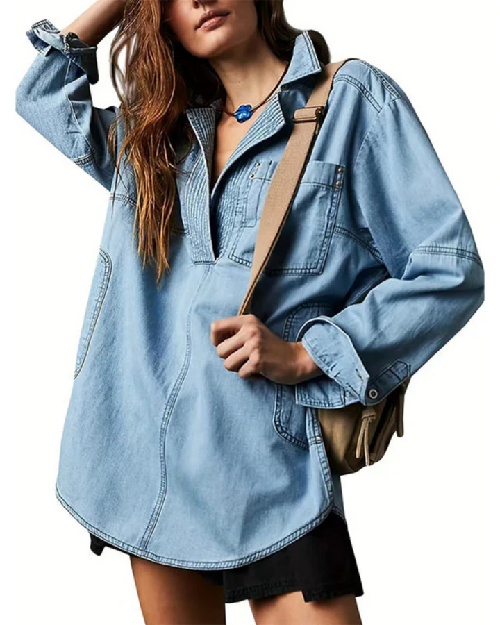 Micah | Oversized Denim Pullover für Damen mit Rundhalsausschnitt