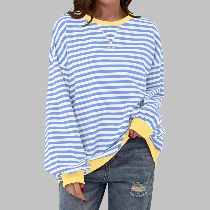LUKA | Gestreiftes Langarm-Casual-Sweatshirt für Damen mit Rundhalsausschnitt