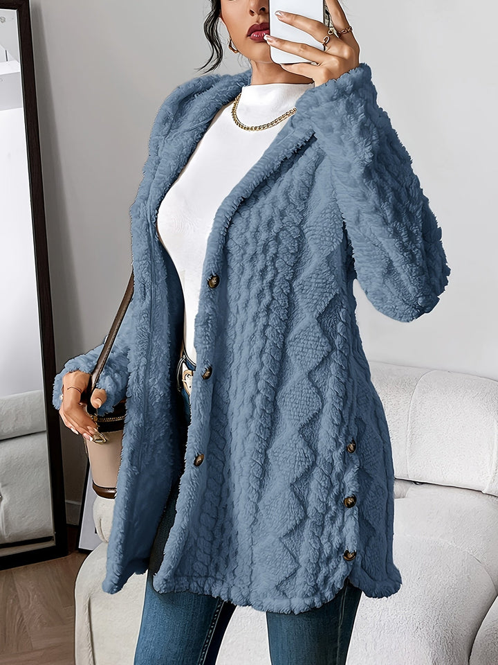 Chloe | Plüsch-Hoodie-Cardigan für Damen mit V-Ausschnitt und langen Ärmeln