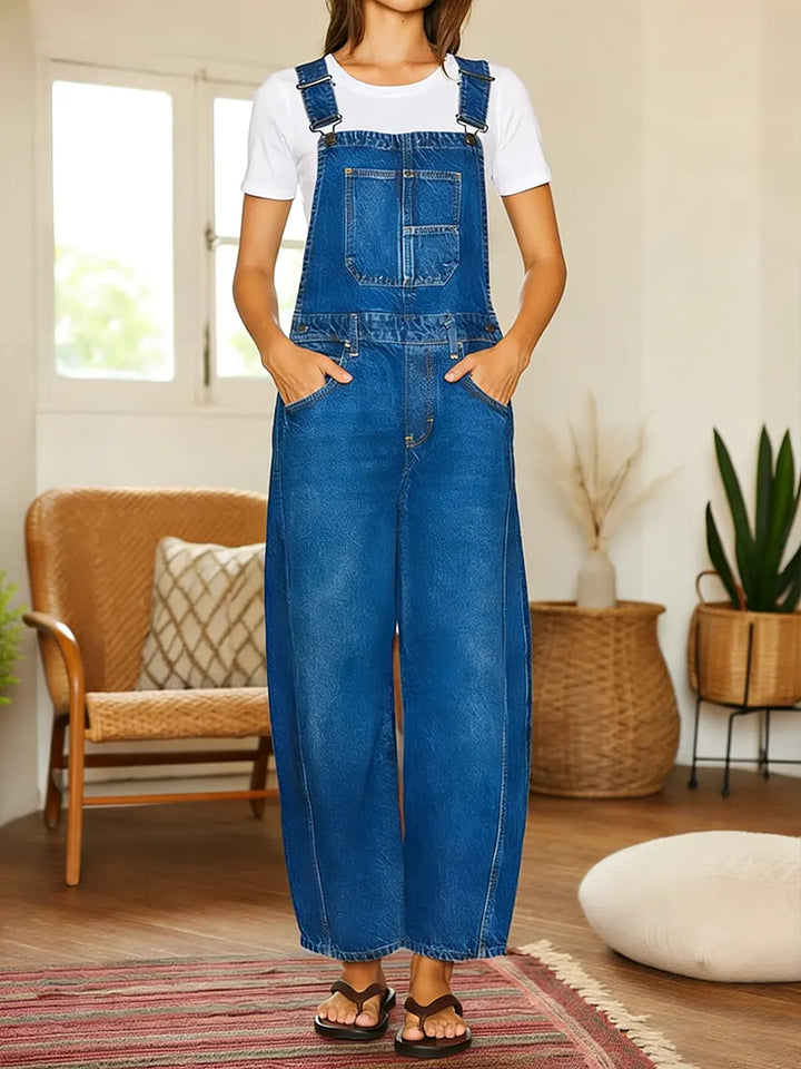 Nora | Denim Latzhose Jumpsuit für Damen mit Taschen