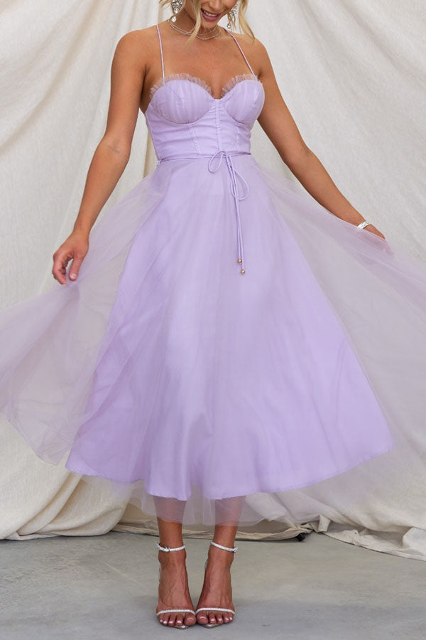 Modernes Prinzessinnen-Maxikleid für Damen mit Trägern für besondere Anlässe