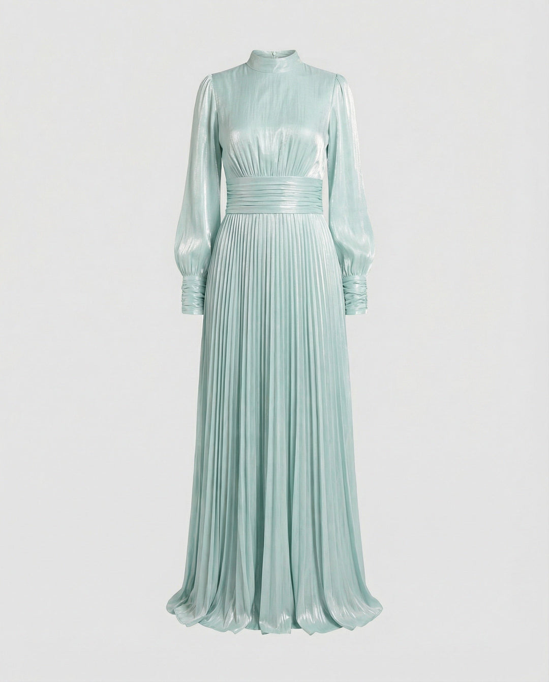 Damen Maxikleid mit langen Ärmeln und Plisseerock