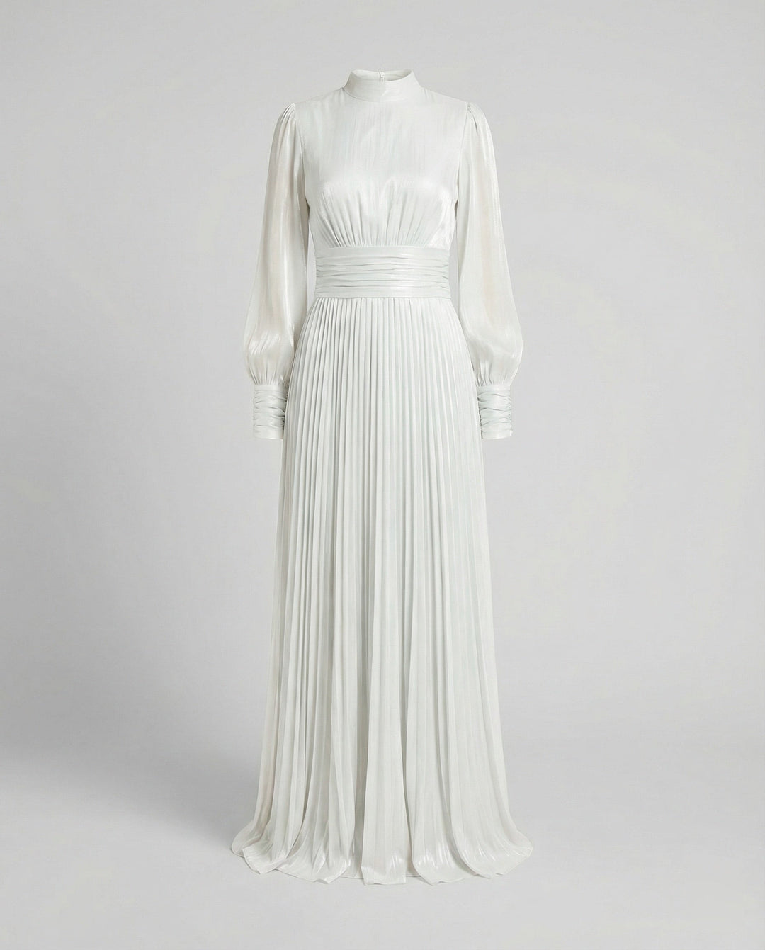 Damen Maxikleid mit langen Ärmeln und Plisseerock