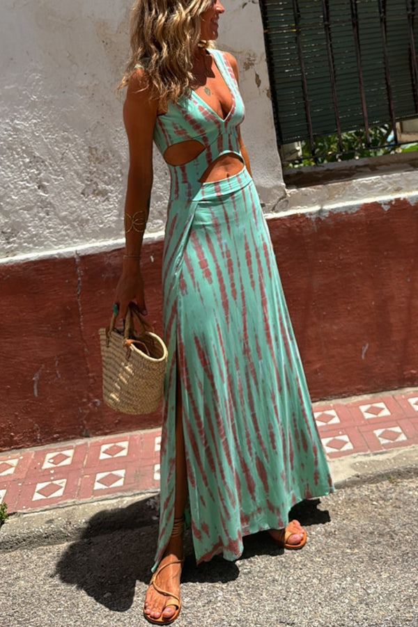 Dixie | Maxi-Chic Kleid für Damen mit Cut-Out-Details und V-Ausschnitt