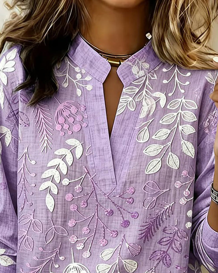 Eleni | Bluse für Damen mit hohem Hals und floralem Druck