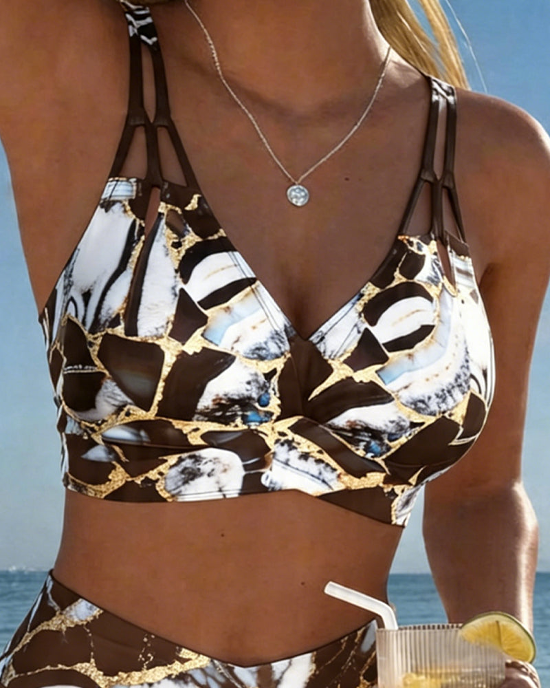 Luna | Damen V-Ausschnitt Strap Bikini mit Bindung