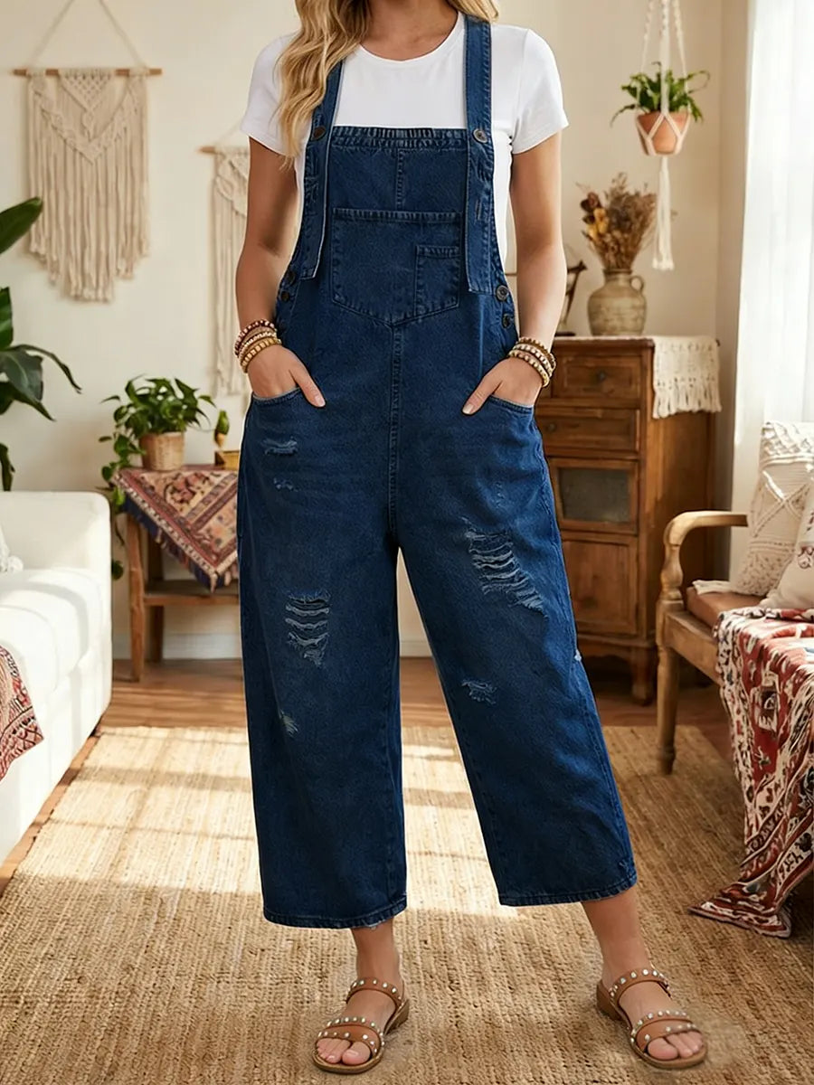 Aurevia | Denim Latzhose im Vintage-Look für Damen