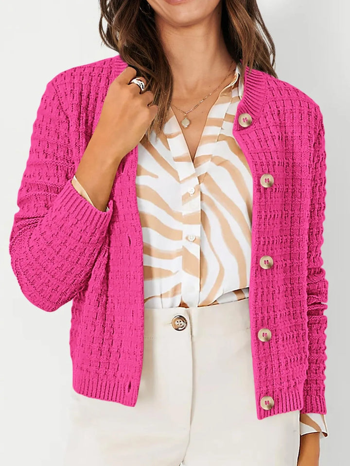 Harper | Strickjacke für Damen mit Knopfleiste und Rundhalsausschnitt