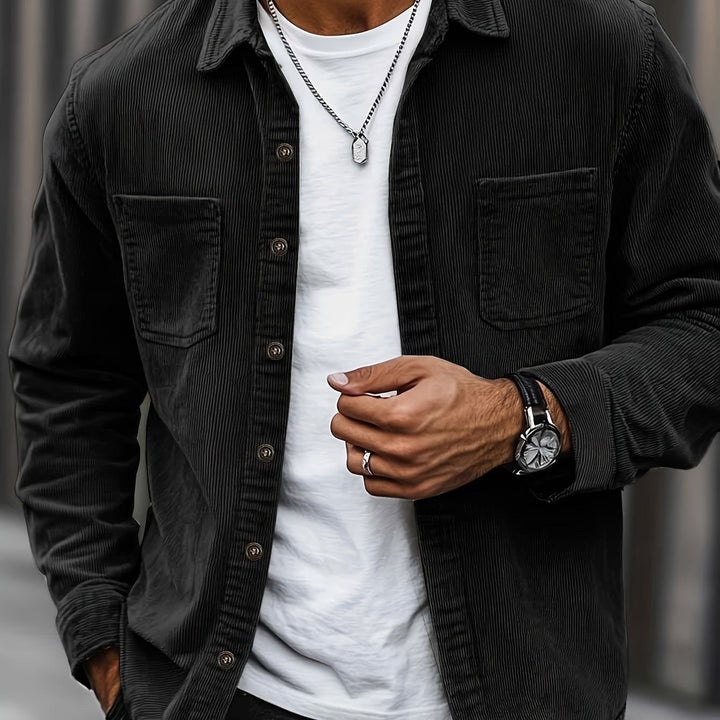 Lukas | Herren Langarm-Overshirt mit Knöpfen und Taschen