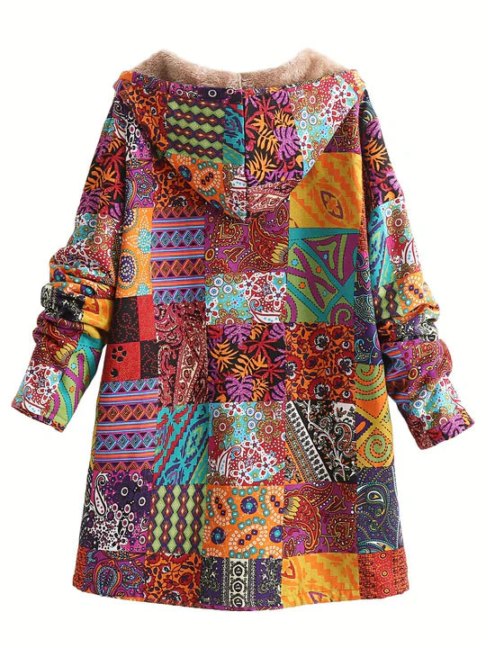 Remi | Bequeme Patchwork-Jacke für Damen mit Kapuze und langen Ärmeln