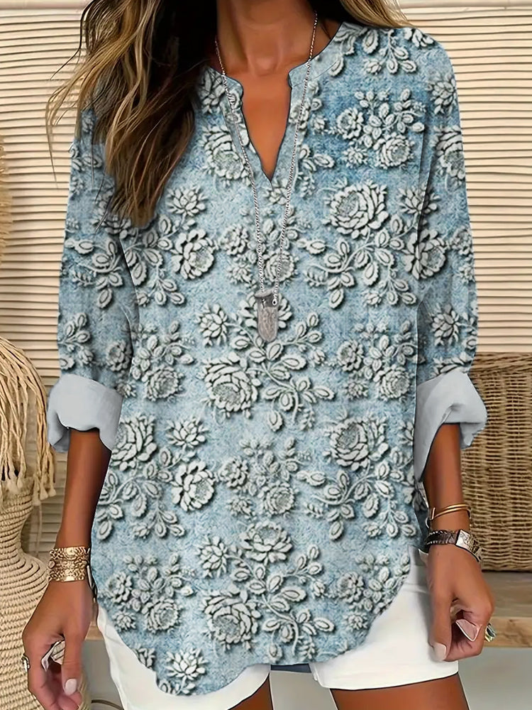 Marvella | Bluse mit Petal Mist Druck, Blumenmuster und langen Ärmeln
