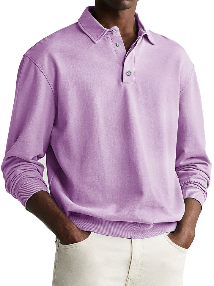 Victor | Herren Vintage Polo mit langen Ärmeln Poloshirt