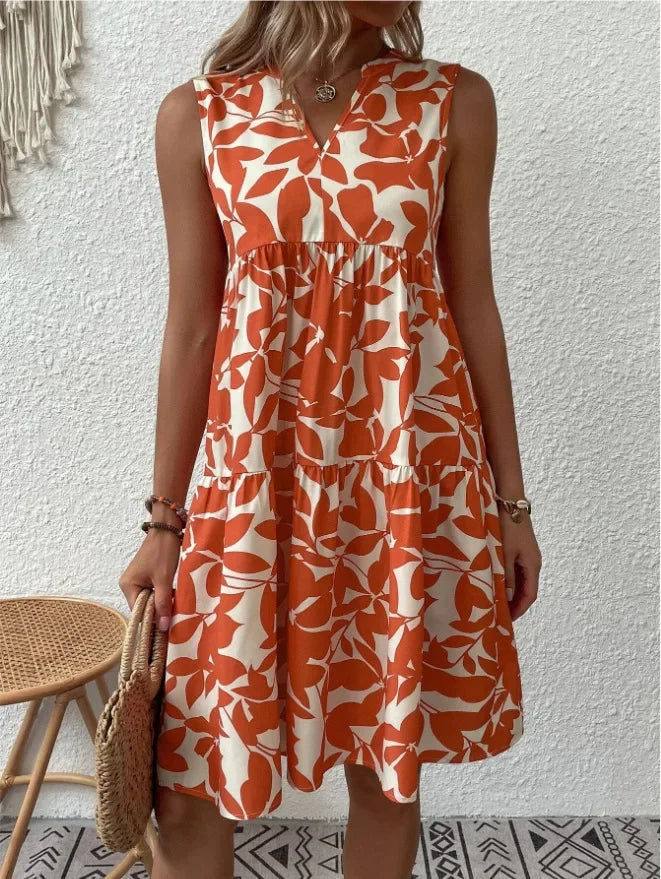 Elena | Luftiges Sommerkleid für Damen mit Blumenmuster und V-Ausschnitt
