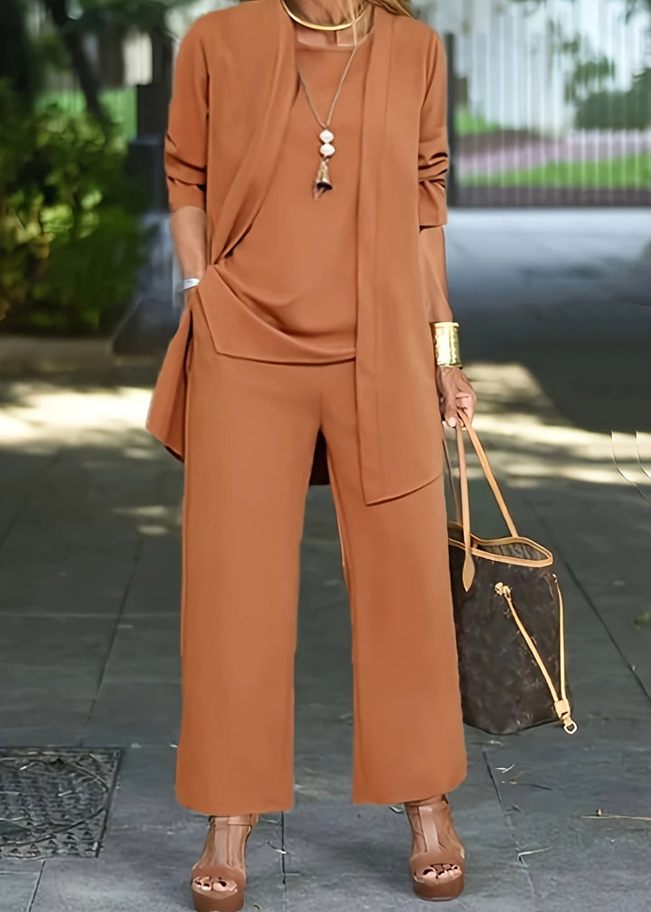 Layla | Stilvolles Chic Drei-Teile-Set für Damen mit Rundhalsausschnitt