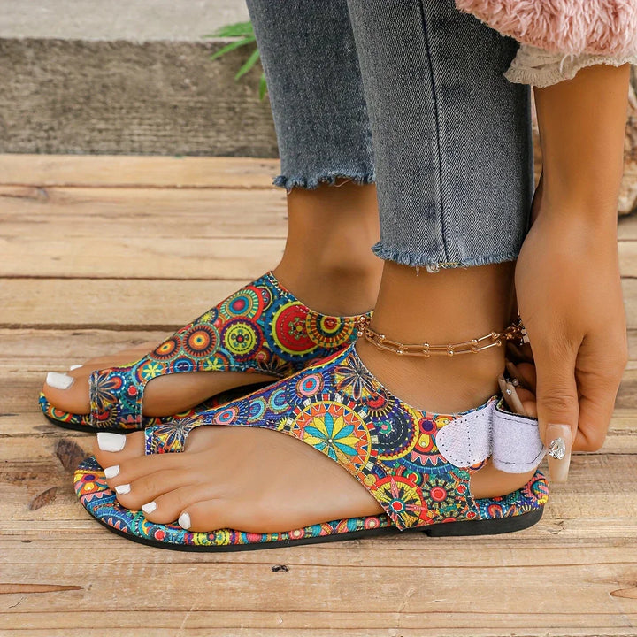 Rosa | Vintage Bohemian Sandalen für Damen mit flachem Absatz