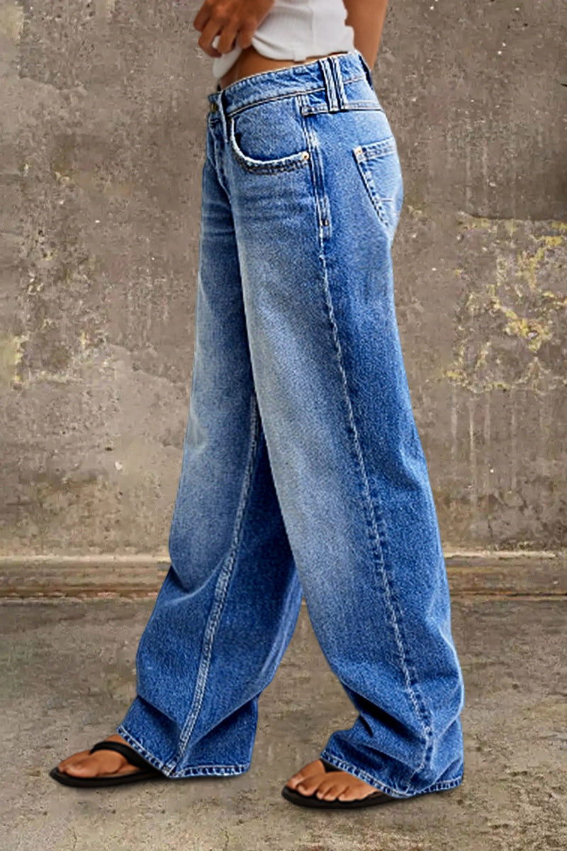 Jeans für Damen mit mittelhohem Bund und gerader Passform