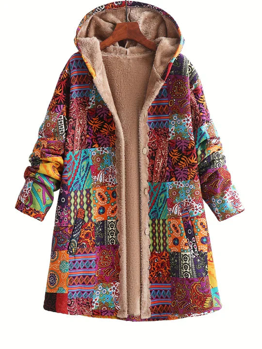 Remi | Bequeme Patchwork-Jacke für Damen mit Kapuze und langen Ärmeln