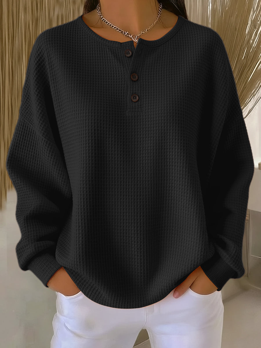 Anne | Gemütliches Sweatshirt für Damen mit Waffelstrick und Kragen
